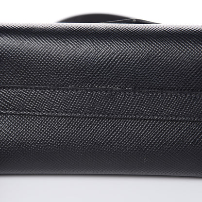 Prada Saffiano Cuir Calfskin Monochrome Envelope Flap Chain Shoulder Bag Black 9 of 18