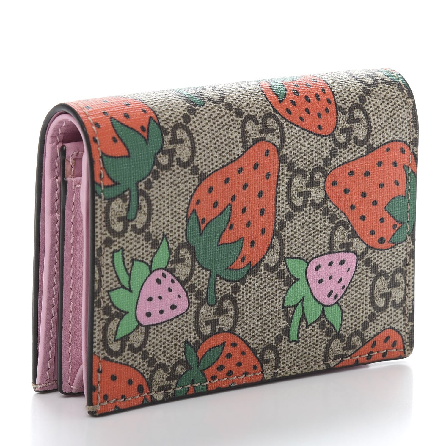 Gucci GG Supreme Monogram Strawberry Card Case 3 of 9