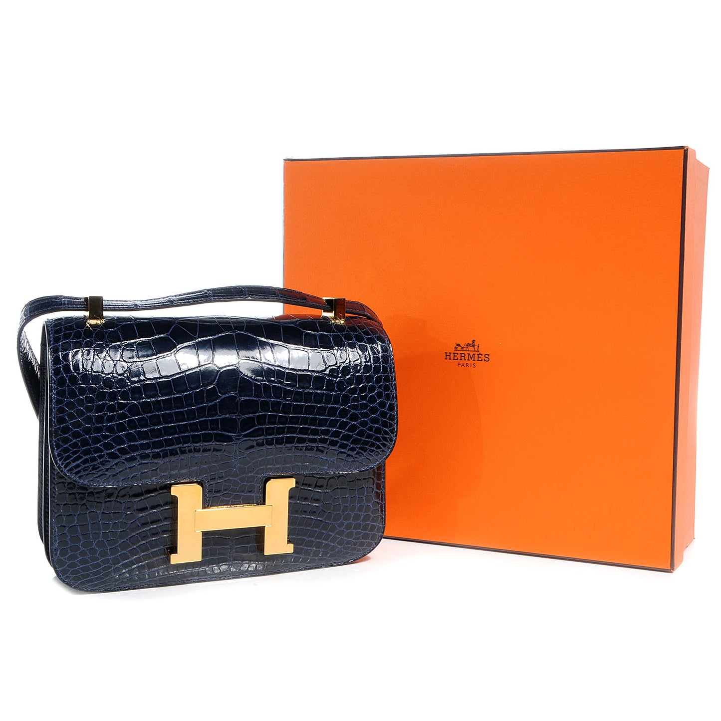 Shiny Alligator Constance 23 cm Bleu Abysse