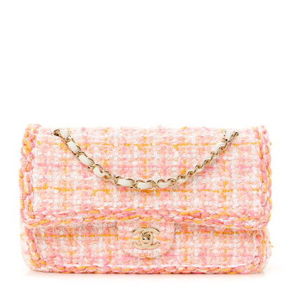 Chanel Tweed Braided Medium Flap Pink Orange 1 of 11