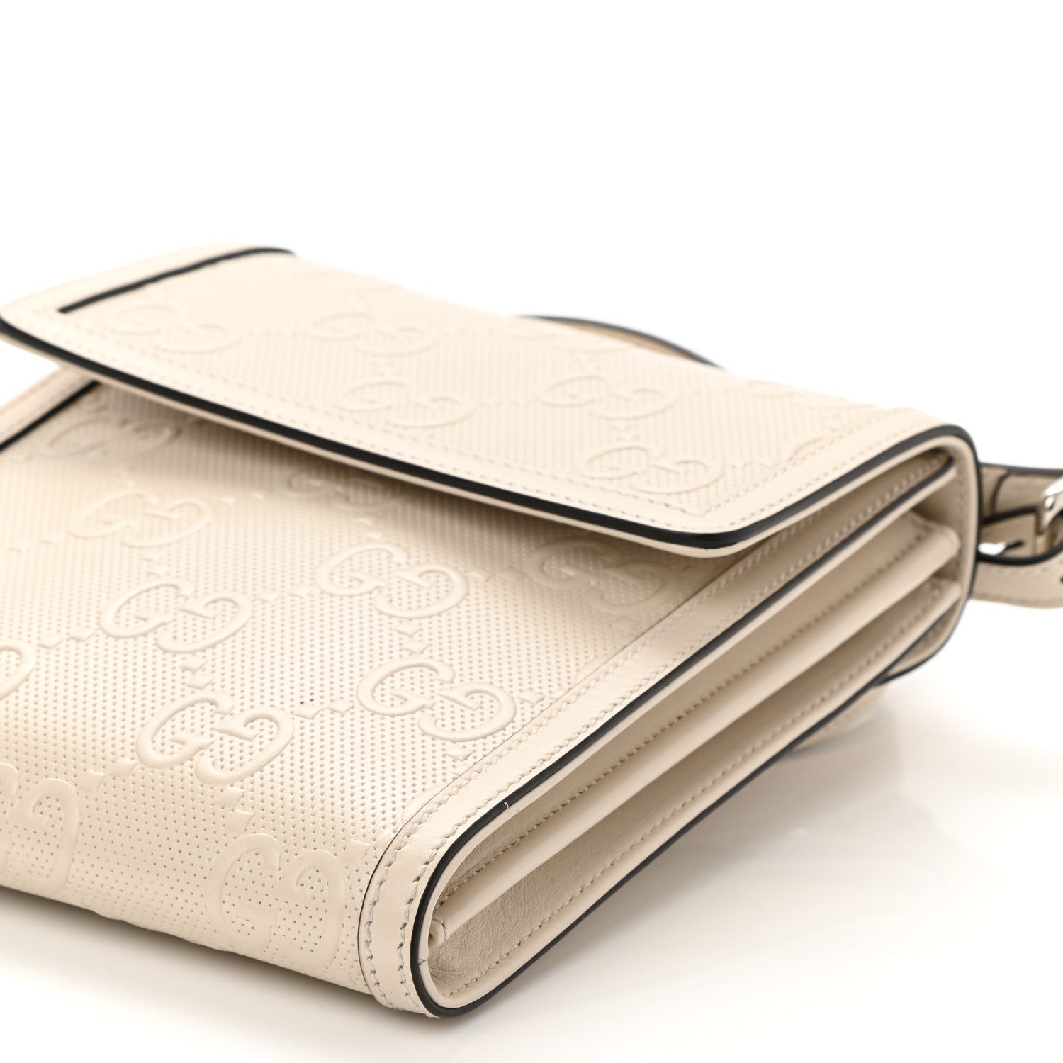 Gucci Calfskin GG Tennis Embossed Messenger Bag Mystic White 10 of 11