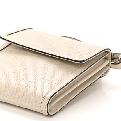 Gucci Calfskin GG Tennis Embossed Messenger Bag Mystic White 10 of 11