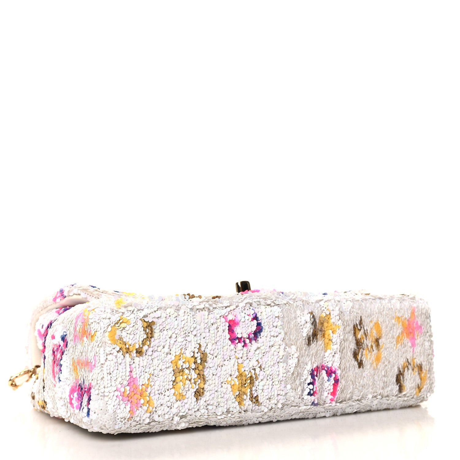 Chanel Sequin Logo CC Small Single Flap White Multicolor 4 of 11