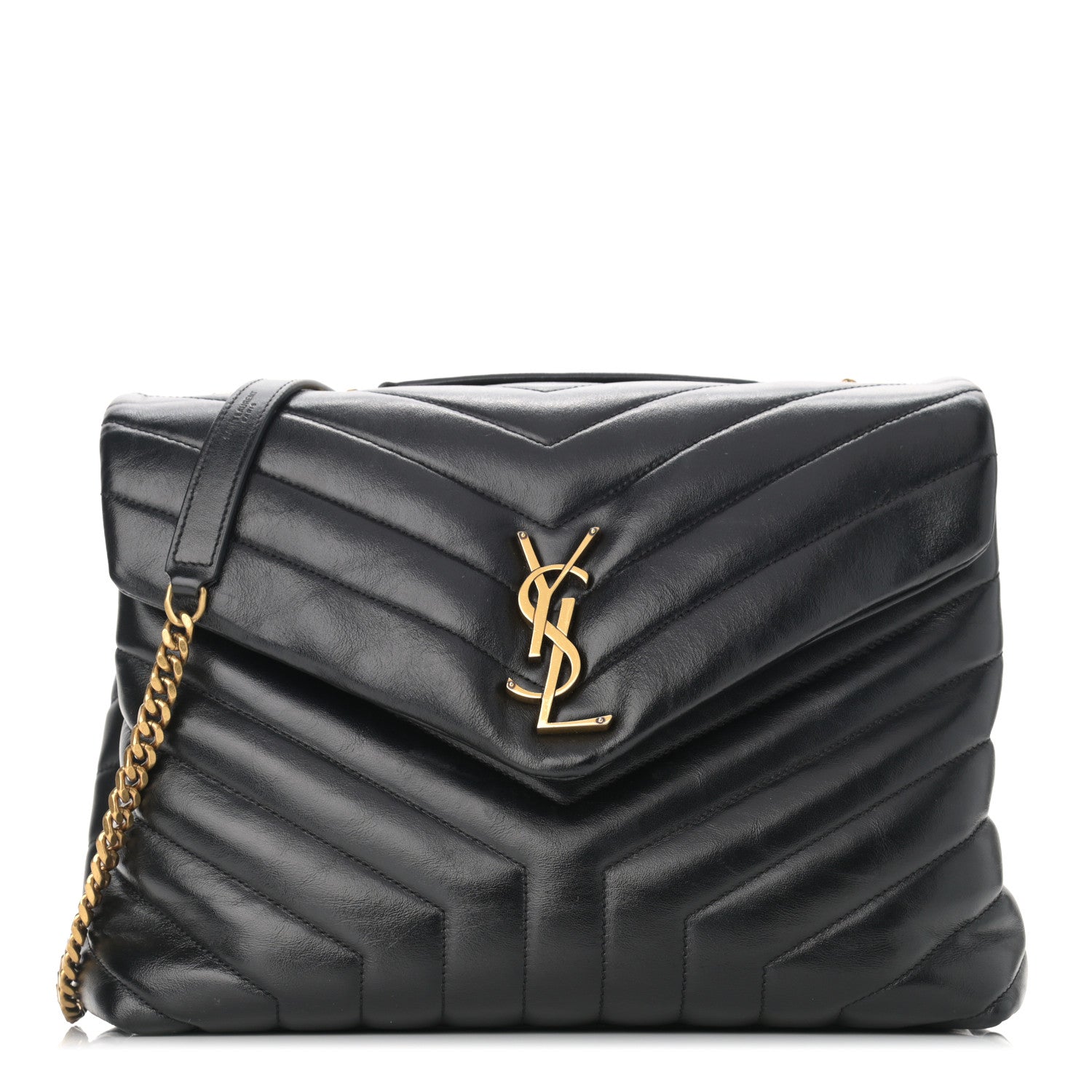 Saint Laurent Calfskin Y Quilted Monogram Medium Loulou Chain Satchel Black 1 of 9