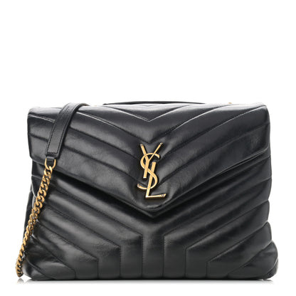 Saint Laurent Calfskin Y Quilted Monogram Medium Loulou Chain Satchel Black 1 of 9