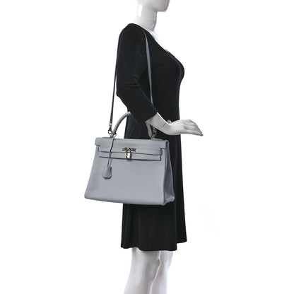 Hermes Taurillon Clemence Kelly Retourne 32 Bleu Glacier 2 of 15
