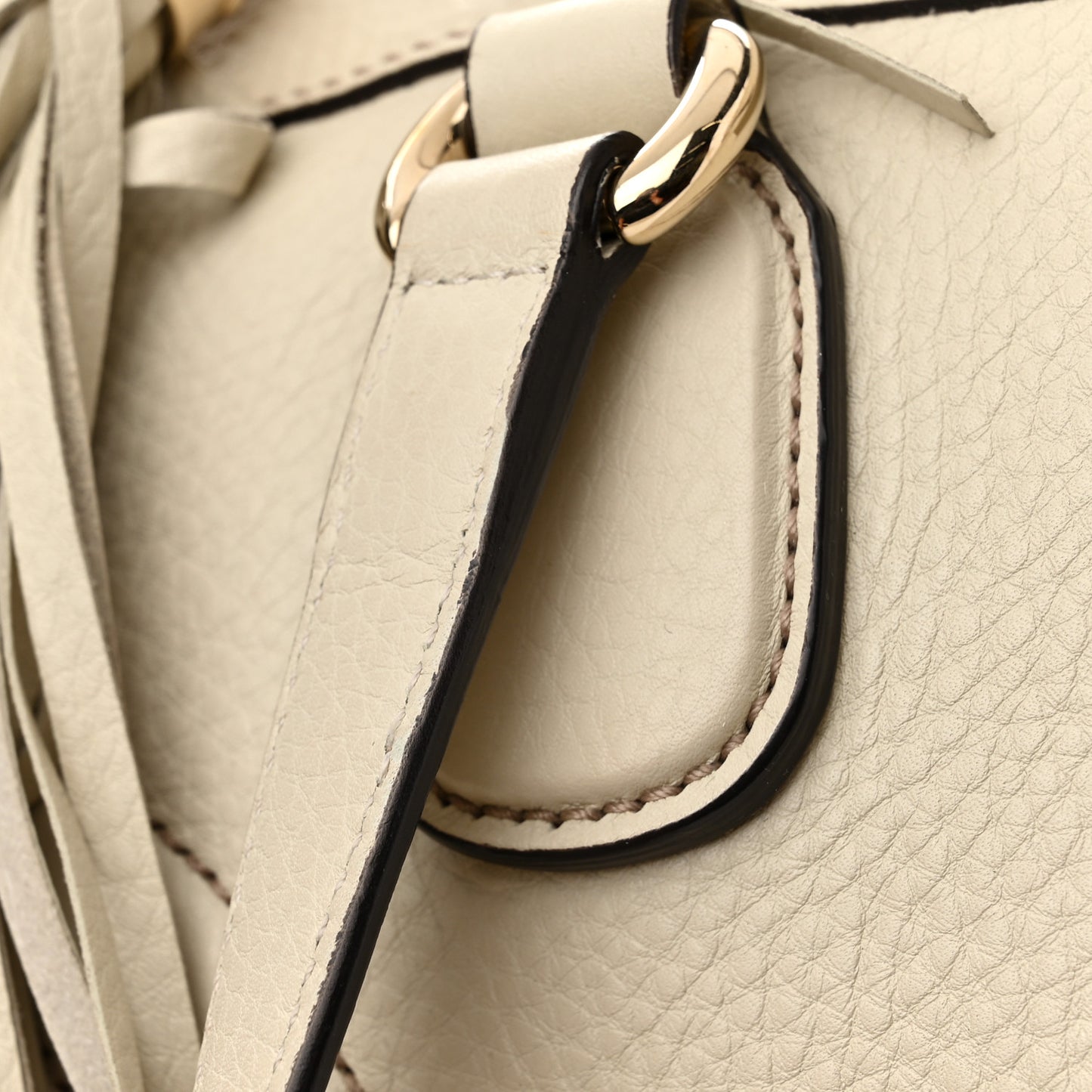 Pebbled Calfskin Small Soho Top Handle Bag Off White