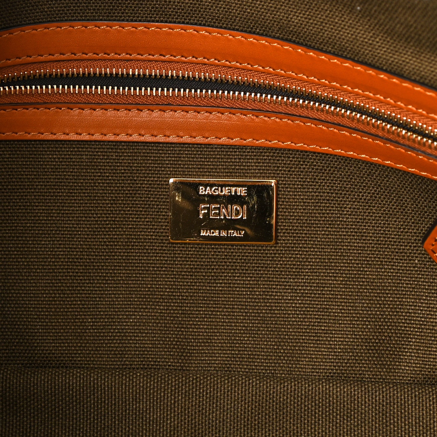 Fendi Canvas Vitello King FF Embroidered Baguette Amazzonia Cuoio 5 of 9