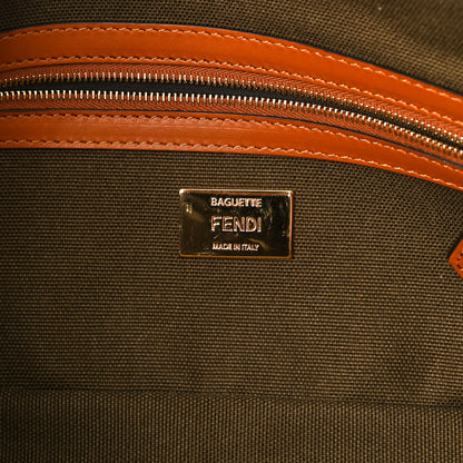 Fendi Canvas Vitello King FF Embroidered Baguette Amazzonia Cuoio 5 of 9