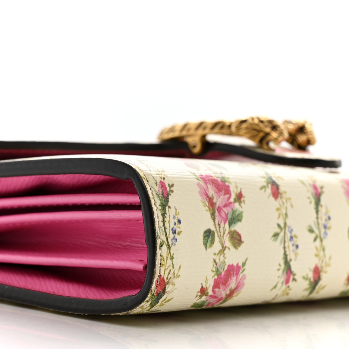 Calfskin Floral Print Mini Dionysus Chain Wallet Ivory Pink