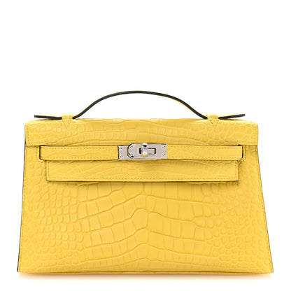 Hermes Matte Alligator Kelly Pochette Mimosa 1 of 11