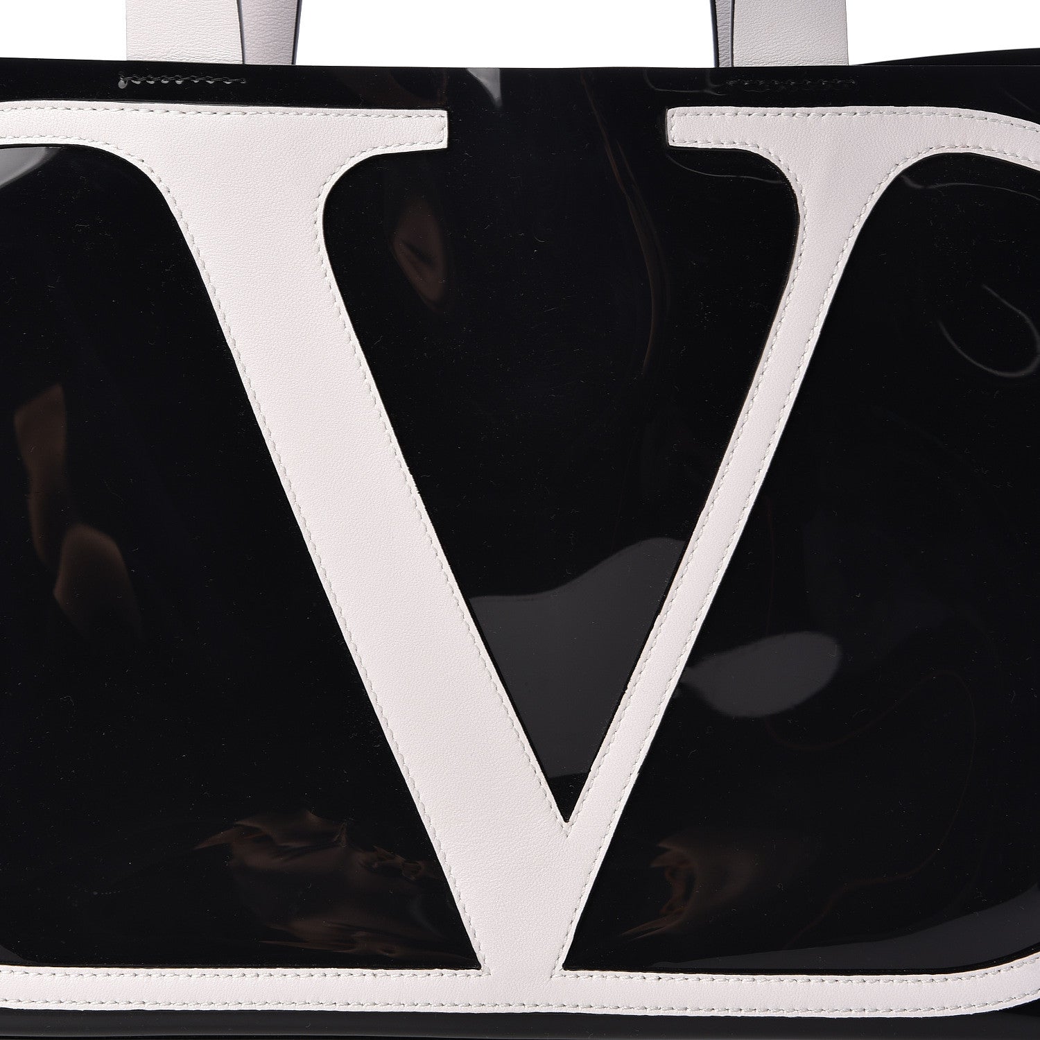 Valentino Garavani Patent Escape Tote Black White 8 of 10