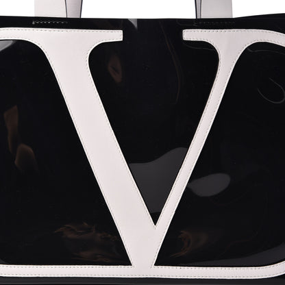 Valentino Garavani Patent Escape Tote Black White 8 of 10