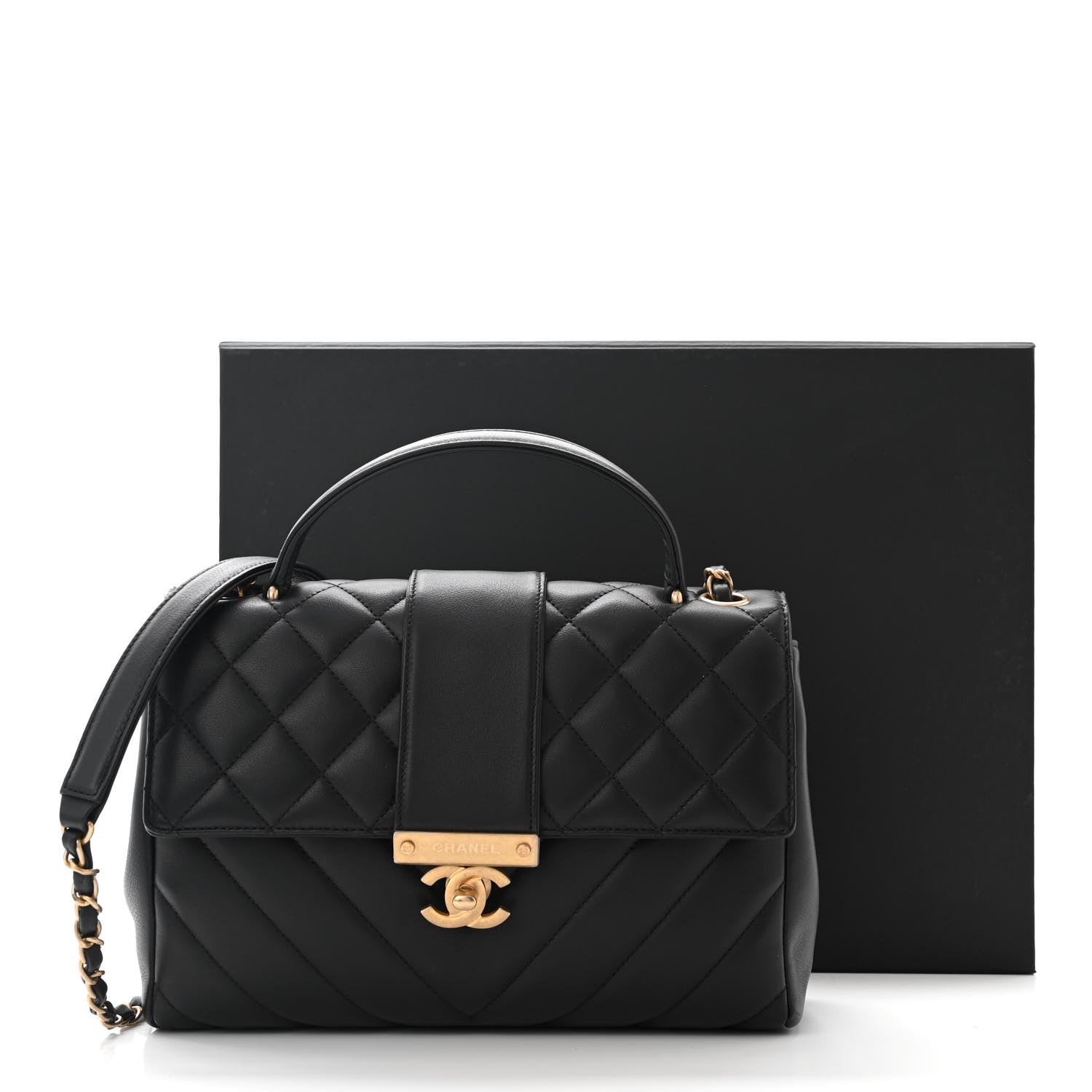 Chanel Calfskin Quilted Chevron In The City Bag Black 11 of 11