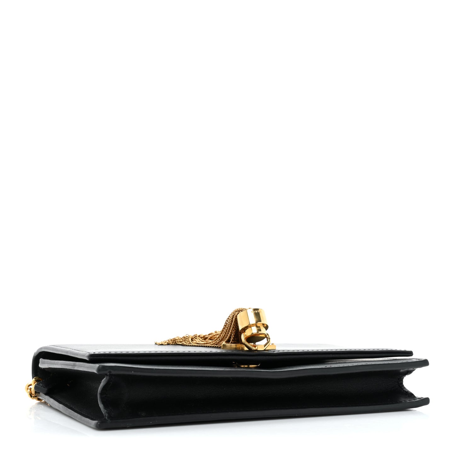 Smooth Calfskin Classic Monogram Kate Tassel Chain Wallet Black