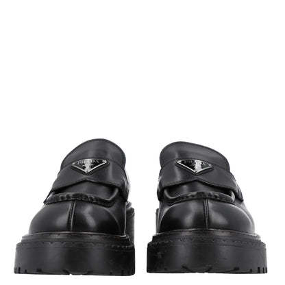 Prada Spazzolato Metal Triangle Logo Mens 35mm Loafers 9 Black 3 of 11