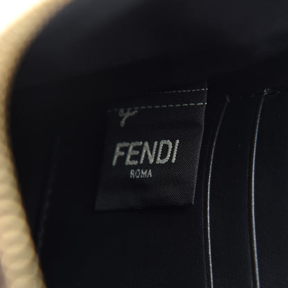 Fendi Glazed Fabric Vitello Century FF 1974 Stamp Patch Small FFreedom Flat Pouch Mogano Panna Black 6 of 6