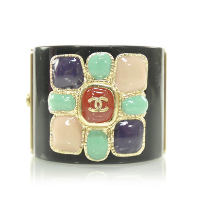 Chanel Resin CC Cabochon Cuff Black 1 of 7