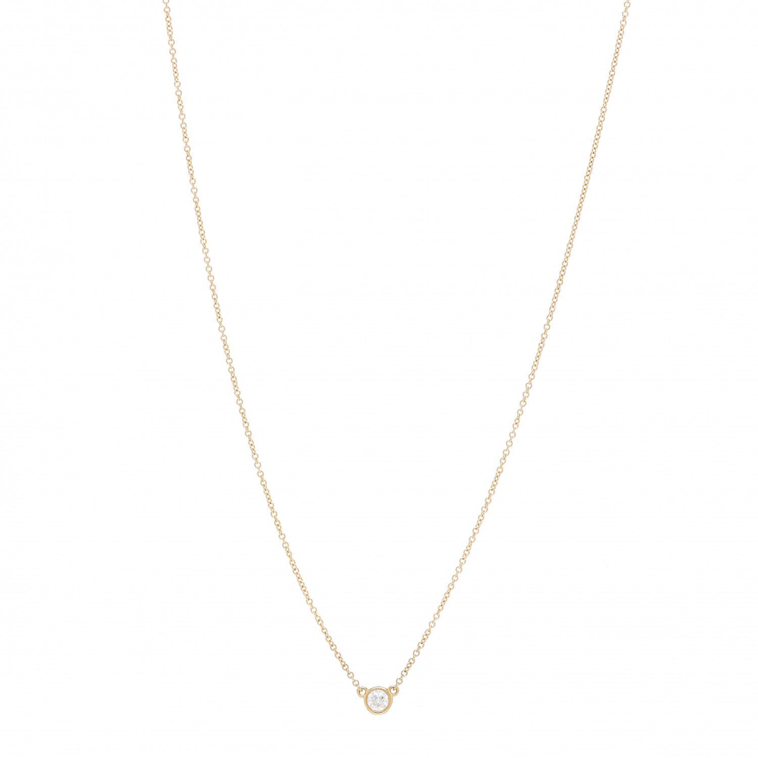 Tiffany 18K Yellow Gold Diamond .17ct Elsa Peretti Diamonds by the Yard Pendant Necklace 1 of 5