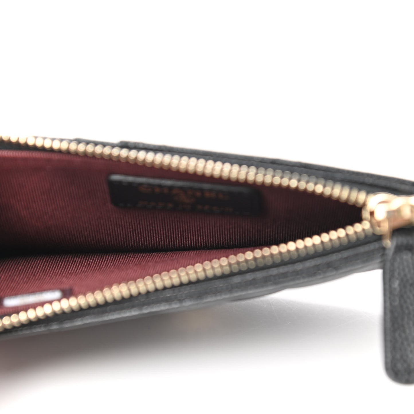 Caviar Quilted Flap Zip Card Holder Black