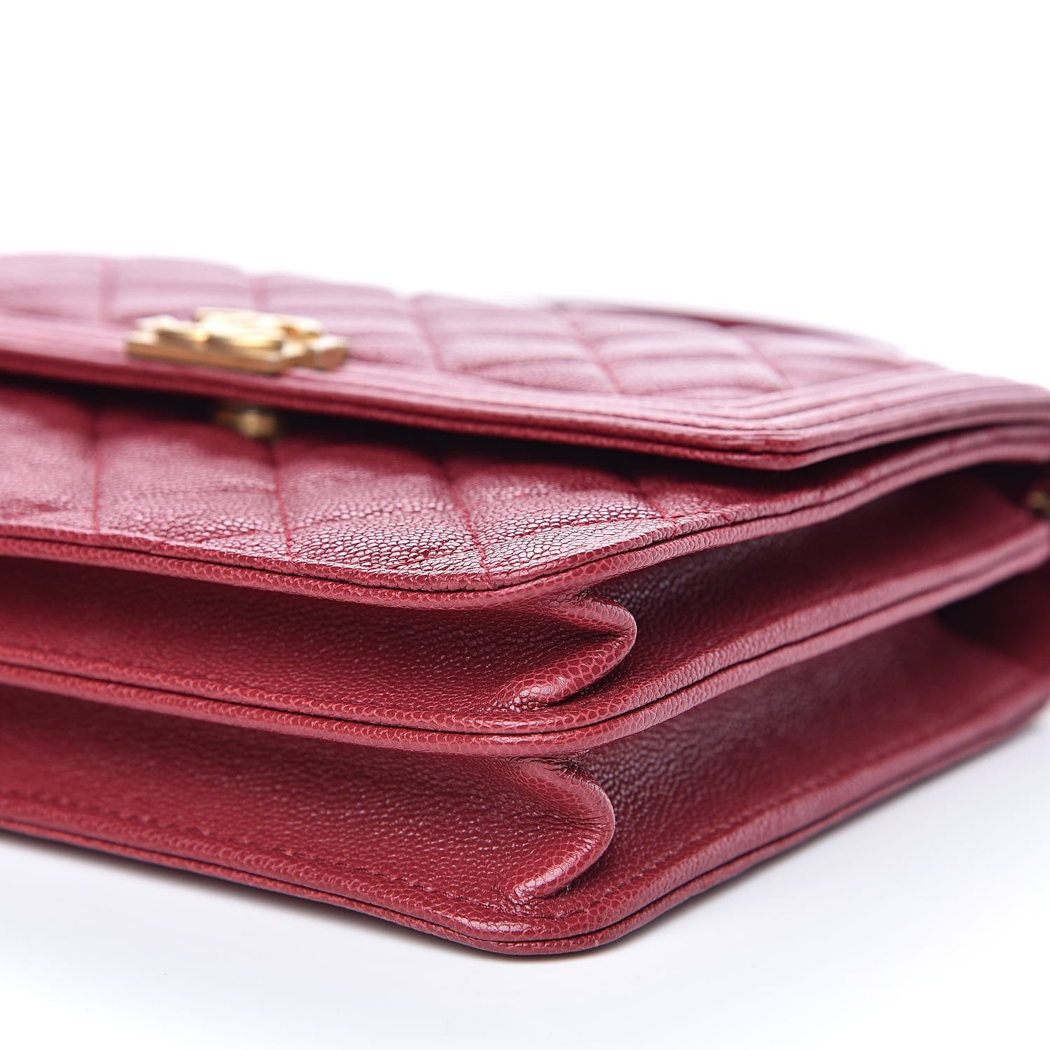 Chanel Caviar Quilted Boy Square Wallet on Chain WOC Burgundy 10 of 11