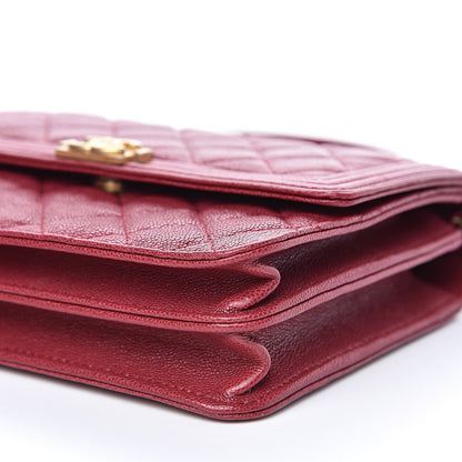 Chanel Caviar Quilted Boy Square Wallet on Chain WOC Burgundy 10 of 11