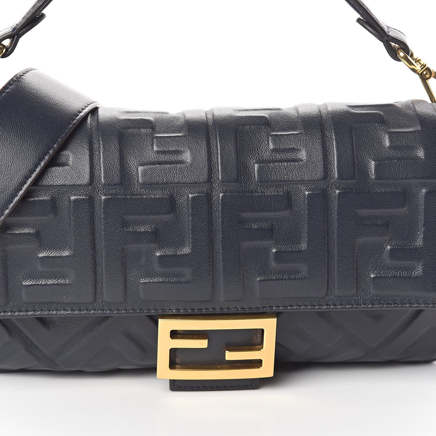 Fendi Nappa FF 1974 Embossed Baguette Midnight 9 of 11