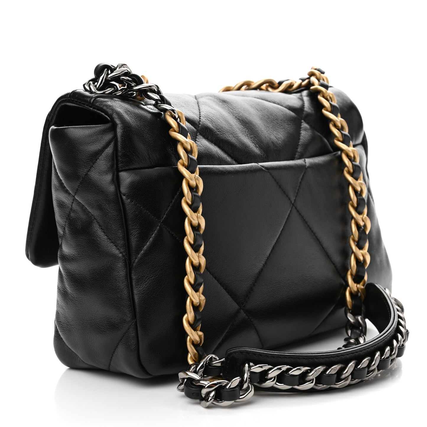 Lambskin Quilted Medium Chanel 19 Flap Black