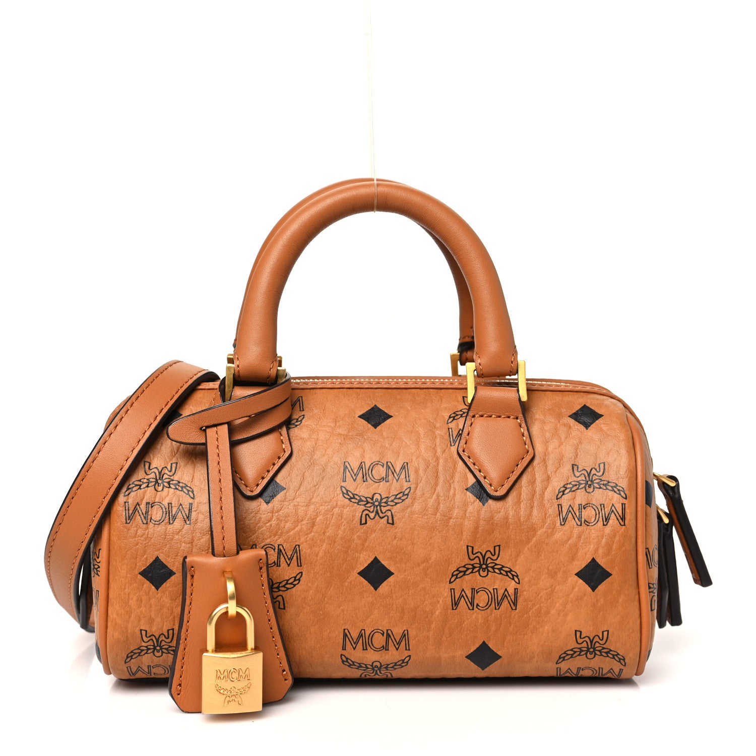 MCM Visetos Mini Ella Boston Bag Cognac 1 of 10
