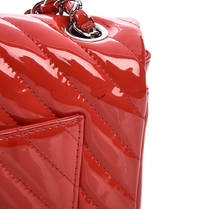 Chanel Patent Chevron Quilted Mini Rectangular Flap Red 10 of 11