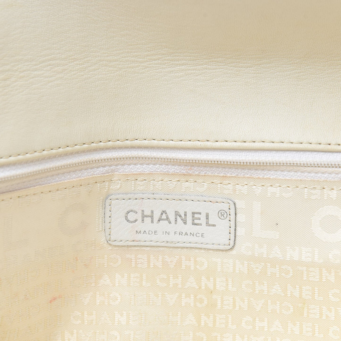 Patent Square Stitched CC Flap Clutch White