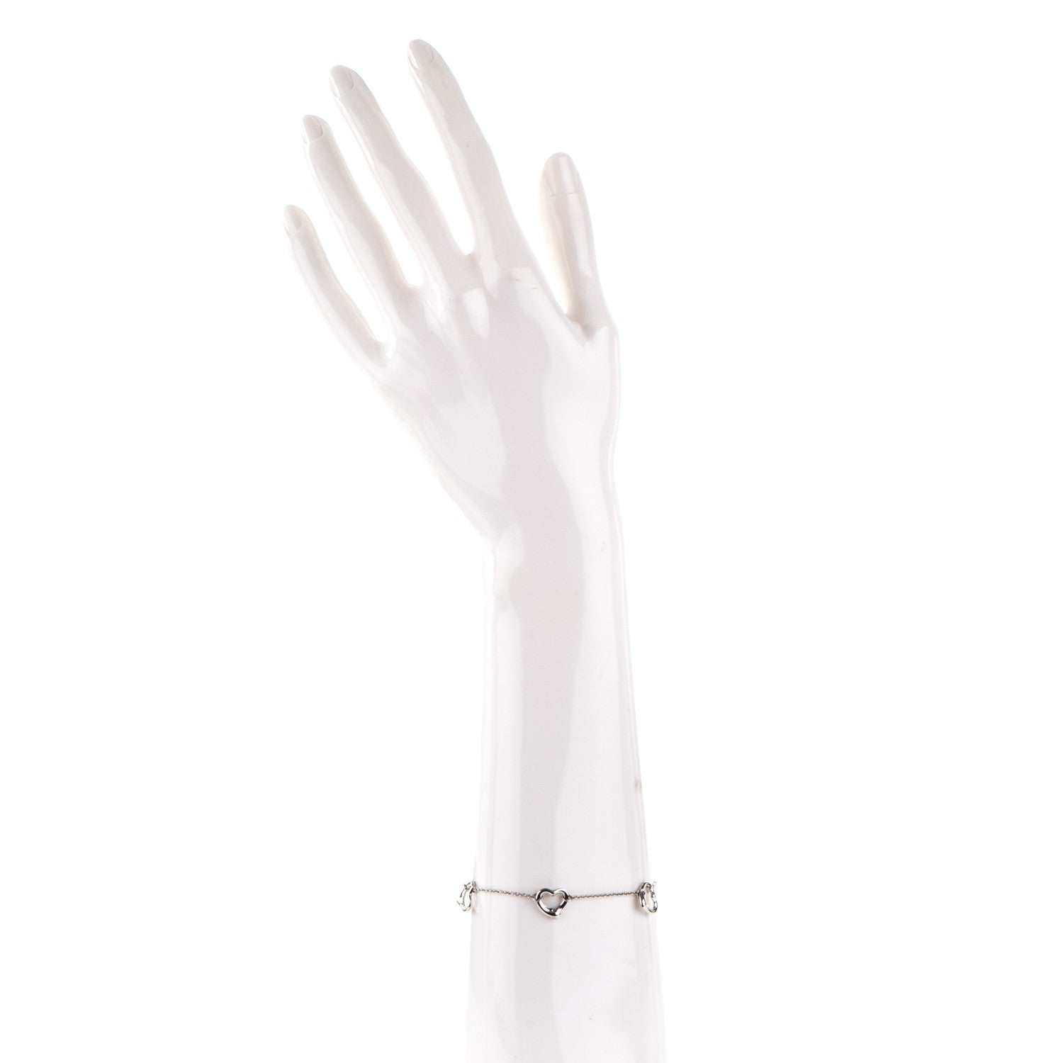 Tiffany Platinum Elsa Peretti Open Heart Charm Bracelet 2 of 6