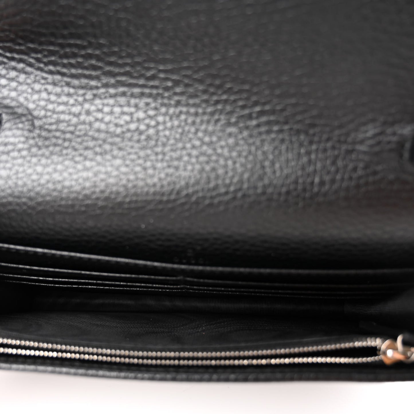 Dollar Calfskin Enamel Monochrome Mini GG Marmont Chain Wallet Black