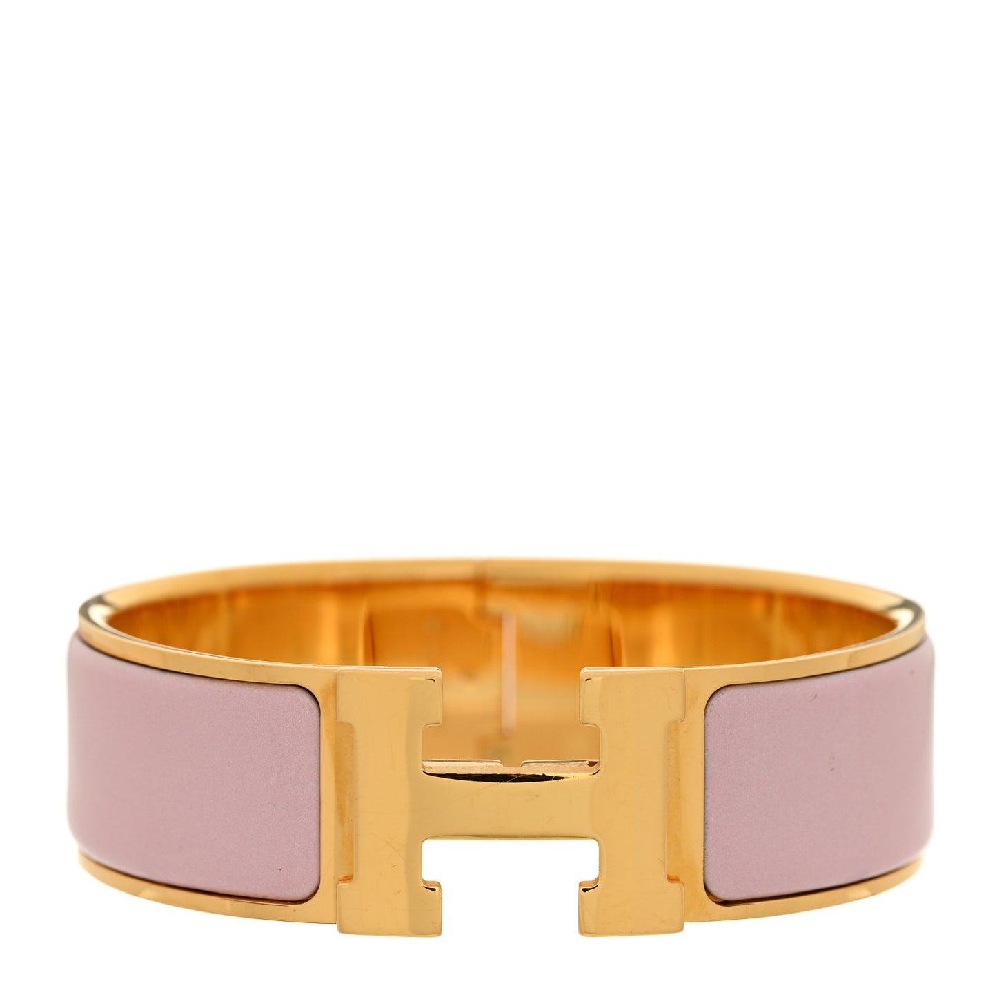 Enamel Wide Clic Clac H Bracelet GM Rose Poudre