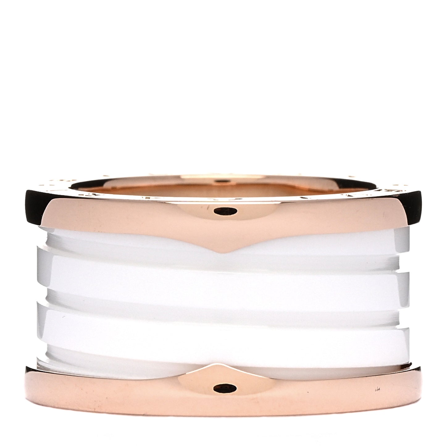 18K Rose Gold White Ceramic B.Zero1 Four-Band Ring 54 6.75