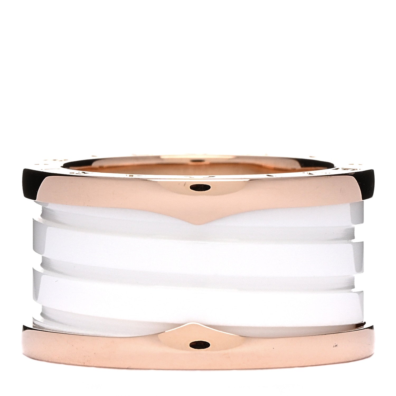 Bulgari 18K Rose Gold White Ceramic B.Zero1 Four-Band Ring 54 6.75 1 of 5