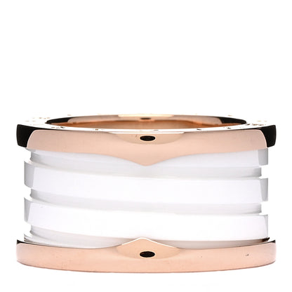 Bulgari 18K Rose Gold White Ceramic B.Zero1 Four-Band Ring 54 6.75 1 of 5