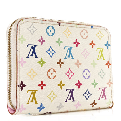 Louis Vuitton Monogram Multicolor Zippy Coin Purse Wallet White Litchi 3 of 7