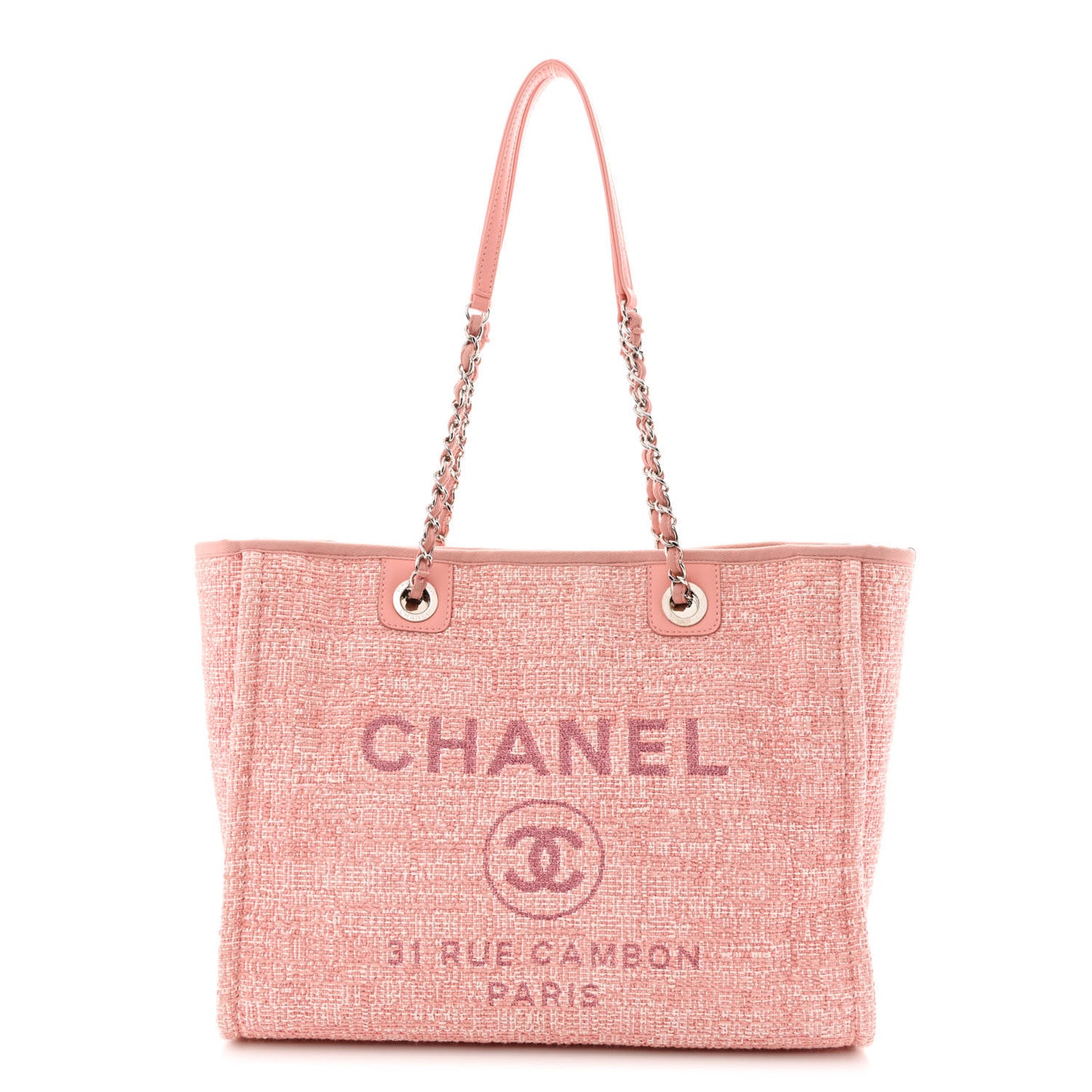 Straw Lurex Small Deauville Tote Pink