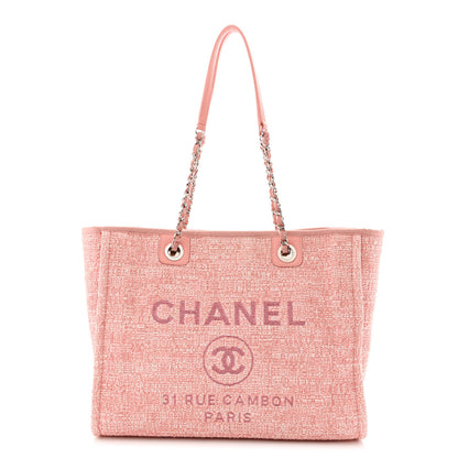 Chanel Straw Lurex Small Deauville Tote Pink 1 of 9