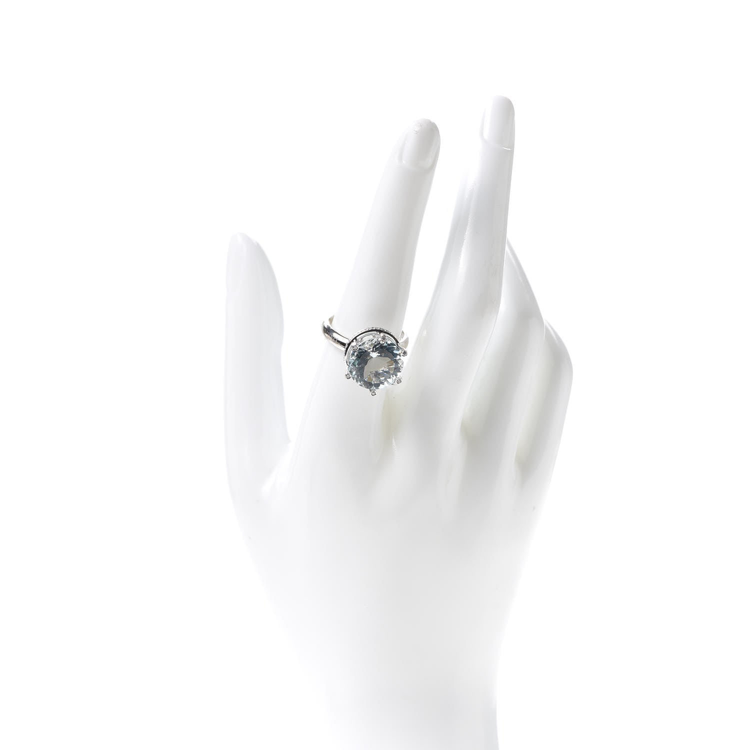 Damiani 18K White Gold Diamond Aquamarine Minou Ring 56 7.75 2 of 6