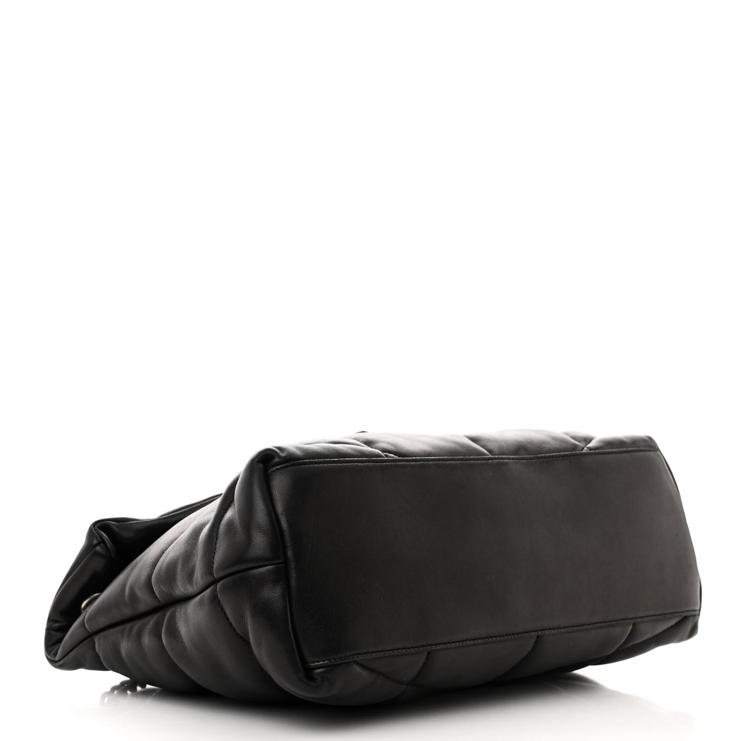 Lambskin Quilted Medium Loulou Puffer Monogram Chain Satchel Black