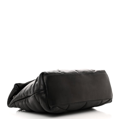 Saint Laurent Lambskin Quilted Medium Loulou Puffer Monogram Chain Satchel Black 4 of 13