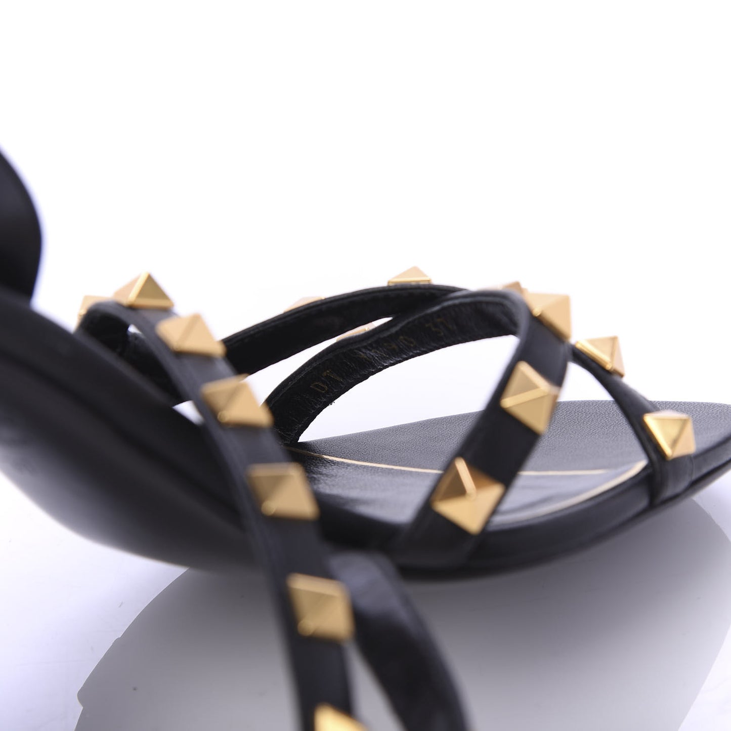 Nappa Rockstud Flair Ankle Wrap 80mm Sandals 37 Black