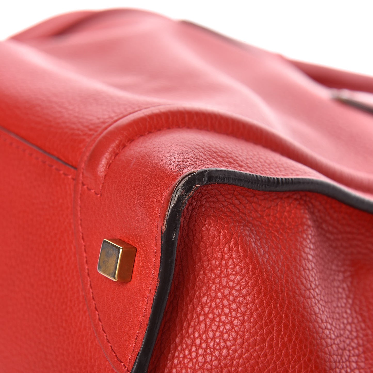 Drummed Calfskin Mini Luggage Red