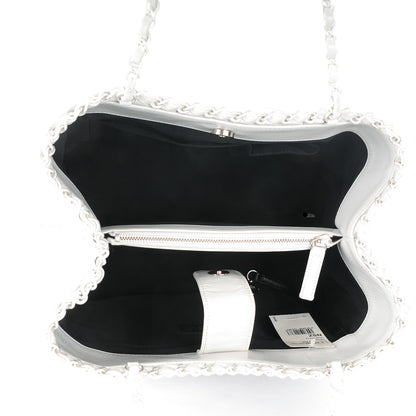 Chanel Glazed Calfskin Quilted Small Chain Me Tote Dark White 5 of 7