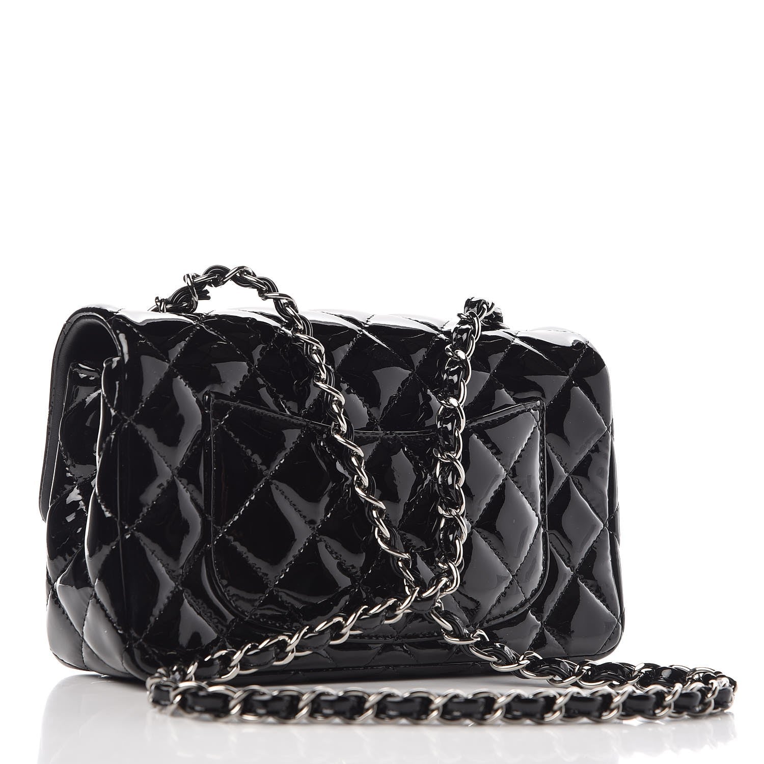 Chanel Patent Calfskin Quilted Mini Rectangular Flap Black 3 of 8
