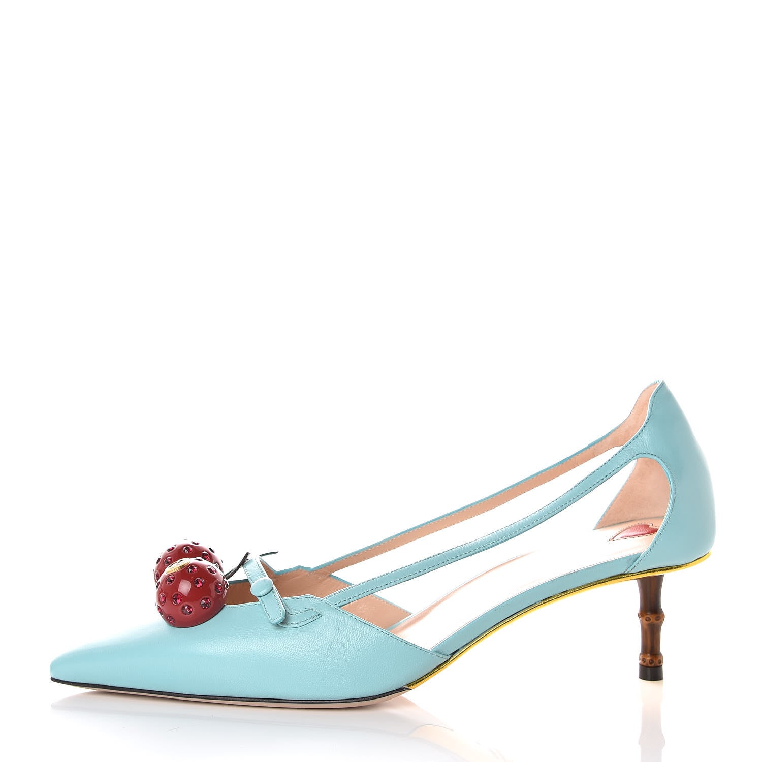 Gucci Malaga Kid Unia Cherry Pumps 40 New Acquamarine Emerald Cocoa 1 of 8