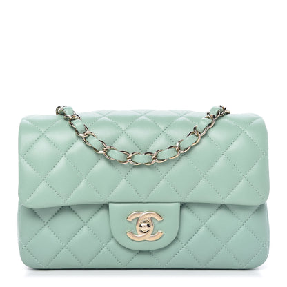 Chanel Lambskin Quilted Mini Rectangular Flap Light Green 1 of 11