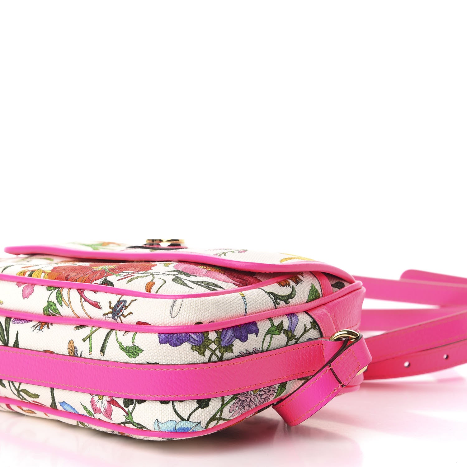 Gucci Canvas Flora Floral Shoulder Bag White Fuchsia Fluo 10 of 11